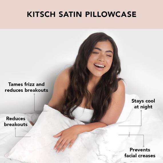 Kitsch Satin-Kissenbezug mit Reißverschluss, weicher als Maulbeerseide-Kissenbezug für Haar und Haut, glatt, kühlender Kissenbezug, Luxus-Satin-Kissenbezüge, Standardgröße 48,3 x 66 cm, Marmor