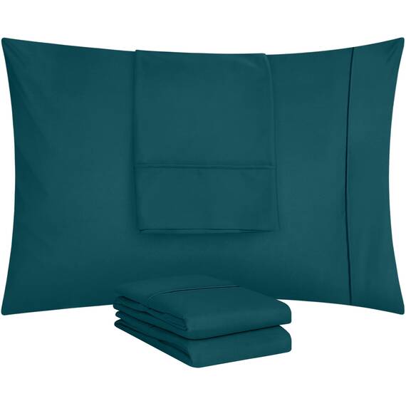Utopia Bedding Queen-Kissenbezüge – 4er-Pack – Hotelverschluss – weicher, gebürsteter Mikrofaserstoff – schrumpf- und farbecht, Kissenbezüge, Queen-Size, 20 X 30 Inches (Blaugrün)