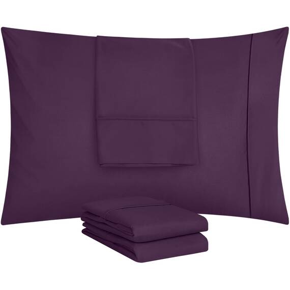 Utopia Bedding Queen-Kissenbezüge – 4er-Pack – Hotelverschluss – weicher, gebürsteter Mikrofaserstoff – schrumpf- und farbecht, Kissenbezüge, Queen-Size, 20 X 30 Inches (lila)