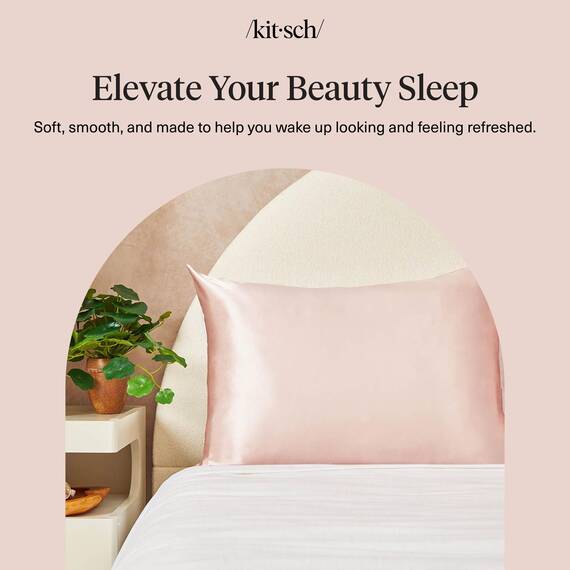 Kitsch Kissenbezug aus 100% Satin mit Reißverschluss, weicher als Seidenkissenbezug für Haar und Haut, kühlender Kissenbezug, Satin-Kissenbezug (Standard/Queen (2er-Pack), Blush)
