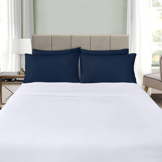 Utopia Bedding Standard-Kissenbezüge – 4er-Pack – Hotelverschluss – weicher, gebürsteter Mikrofaserstoff – schrumpf- und farbecht – Kissenbezüge Standardgröße 20 X 26 Inches (Marineblau)