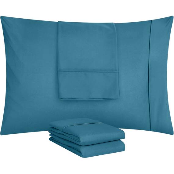 Utopia Bedding Queen-Kissenbezüge – 4er-Pack – Hotelverschluss – weicher, gebürsteter Mikrofaserstoff – schrumpf- und farbecht, Kissenbezüge, Queen-Size, 20 X 30 Inches (Jeansblau)