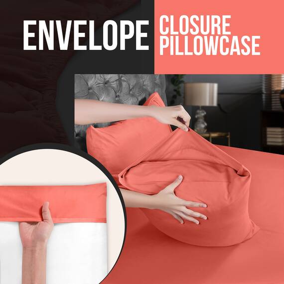 Utopia Bedding King-Size-Kissenbezüge – 4er-Pack – Hotelverschluss – weicher, gebürsteter Mikrofaserstoff – schrumpf- und farbecht, Kissenbezüge, Kingsize, 20 X 40 Inches (Koralle)