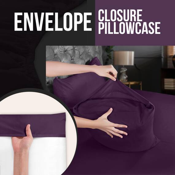 Utopia Bedding Queen-Kissenbezüge – 4er-Pack – Hotelverschluss – weicher, gebürsteter Mikrofaserstoff – schrumpf- und farbecht, Kissenbezüge, Queen-Size, 20 X 30 Inches (lila)