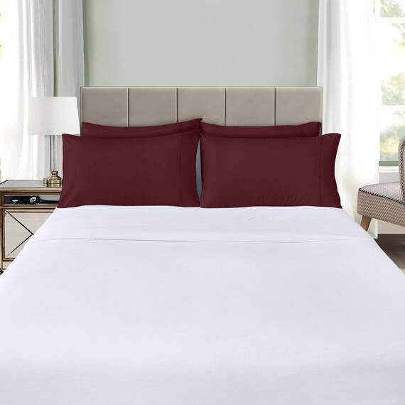 Utopia Bedding Queen-Kissenbezüge – 4er-Pack – Hotelverschluss – weicher, gebürsteter Mikrofaserstoff – schrumpf- und farbecht, Kissenbezüge, Queen-Size, 20 X 30 Inches (Burgunderrot)