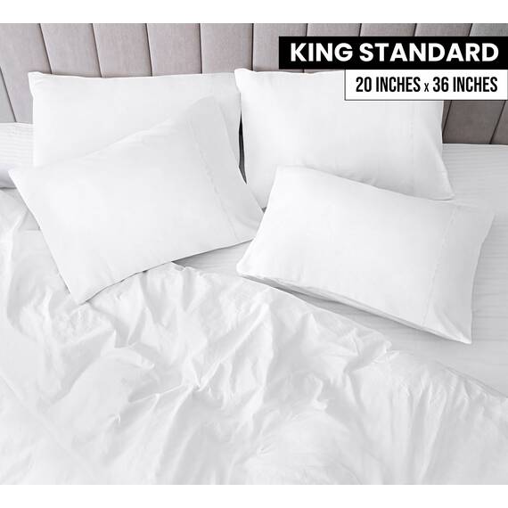 Utopia Bedding King Standard-Kissenbezüge – 4er-Pack – Hotelverschluss – weicher, gebürsteter Mikrofaserstoff – schrumpf- und farbecht, Kissenbezüge 20 X 36 Inches (King Std, weiß)