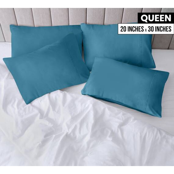 Utopia Bedding Queen-Kissenbezüge – 4er-Pack – Hotelverschluss – weicher, gebürsteter Mikrofaserstoff – schrumpf- und farbecht, Kissenbezüge, Queen-Size, 20 X 30 Inches (Jeansblau)
