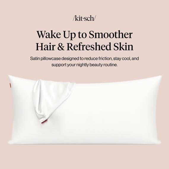 Kitsch Kissenbezug aus 100% Satin mit Reißverschluss, weicher als Seidenkissenbezug für Haar und Haut, kühlender Kissenbezug, Satin-Kissenbezug (King (2er-Pack), Elfenbein)