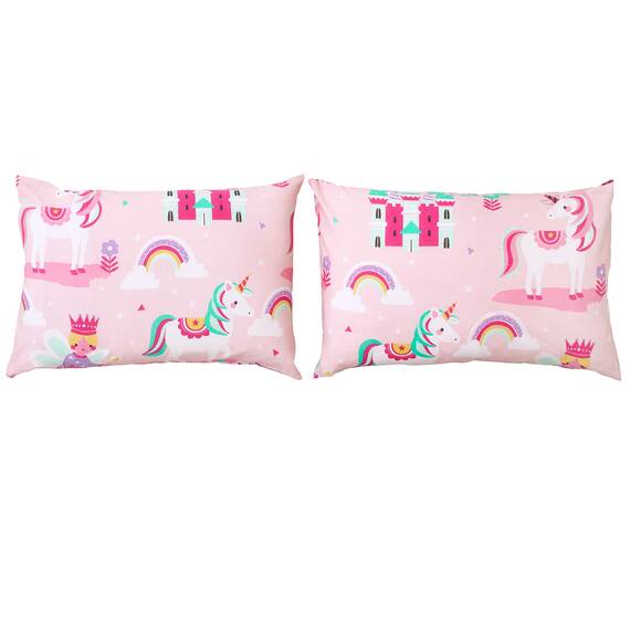 Bloomsbury Mill - Magisches Einhorn, Märchenprinzessin und verzaubertes Schloss - Rosa - Zwei Kissenbezüge (zusätzlich) - 50cm x 75cm