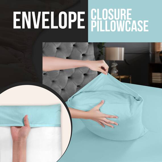 Utopia Bedding Queen-Kissenbezüge – 4er-Pack – Hotelverschluss – weicher, gebürsteter Mikrofaserstoff – schrumpf- und farbecht, Kissenbezüge, Queen-Size-Größe 20 X 30 Inches (Spa-Blau)