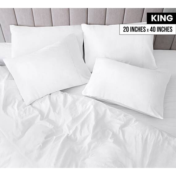 Utopia Bedding King-Kissenbezüge – 4er-Pack – Hotelverschluss – weicher, gebürsteter Mikrofaserstoff – schrumpf- und farbecht, Kissenbezüge, Kingsize, 20 X 40 Inches (weiß)
