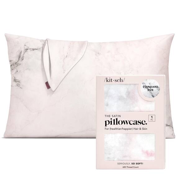 Kitsch Satin-Kissenbezug mit Reißverschluss, weicher als Maulbeerseide-Kissenbezug für Haar und Haut, glatt, kühlender Kissenbezug, Luxus-Satin-Kissenbezüge, Standardgröße 48,3 x 66 cm, Marmor