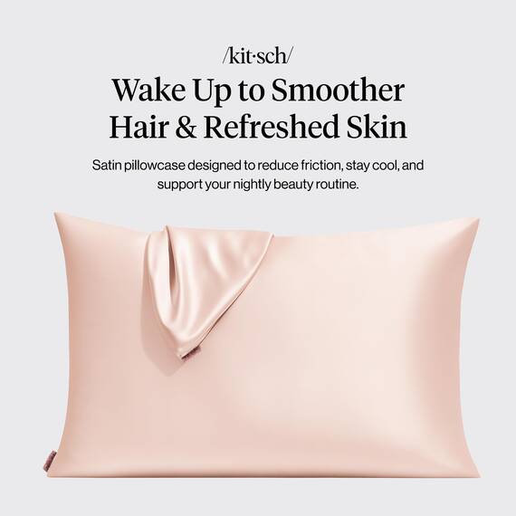 Kitsch Kissenbezug aus 100% Satin mit Reißverschluss, weicher als Seidenkissenbezug für Haar und Haut, kühlender Kissenbezug, Satin-Kissenbezug (Standard/Queen (2er-Pack), Blush)