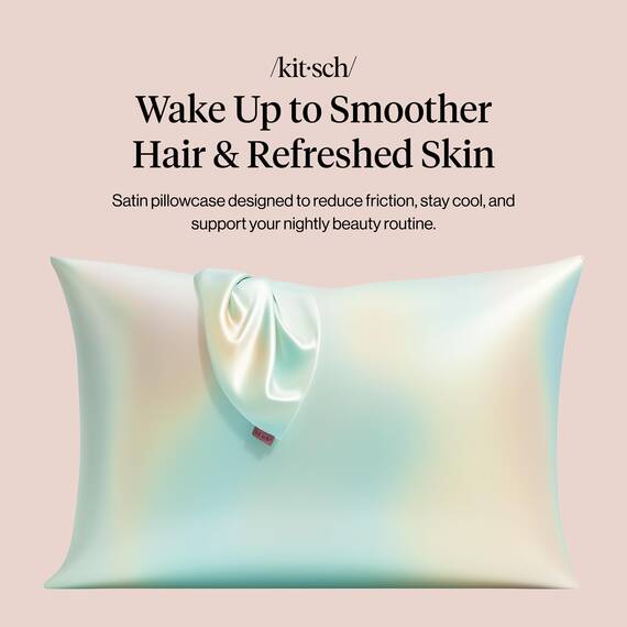 Kitsch Kissenbezug aus 100% Satin mit Reißverschluss, weicher als Seidenkissenbezug für Haar und Haut, kühlender Kissenbezug, Satin-Kissenbezug (Standard/Queen (2er-Pack), Aura)