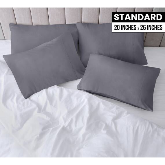 Utopia Bedding Standard-Kissenbezüge – 4er-Pack – Hotelverschluss – weicher, gebürsteter Mikrofaserstoff – schrumpf- und farbecht – Kissenbezüge Standardgröße 20 X 26 Inches (grau)
