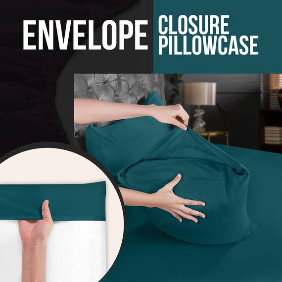 Utopia Bedding Queen-Kissenbezüge – 4er-Pack – Hotelverschluss – weicher, gebürsteter Mikrofaserstoff – schrumpf- und farbecht, Kissenbezüge, Queen-Size, 20 X 30 Inches (Blaugrün)