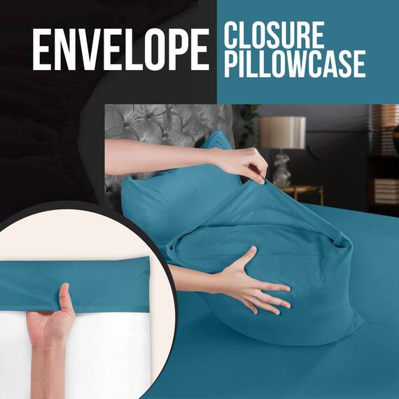 Utopia Bedding Queen-Kissenbezüge – 4er-Pack – Hotelverschluss – weicher, gebürsteter Mikrofaserstoff – schrumpf- und farbecht, Kissenbezüge, Queen-Size, 20 X 30 Inches (Jeansblau)