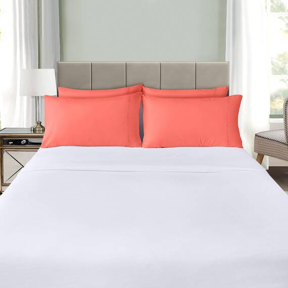 Utopia Bedding King-Size-Kissenbezüge – 4er-Pack – Hotelverschluss – weicher, gebürsteter Mikrofaserstoff – schrumpf- und farbecht, Kissenbezüge, Kingsize, 20 X 40 Inches (Koralle)