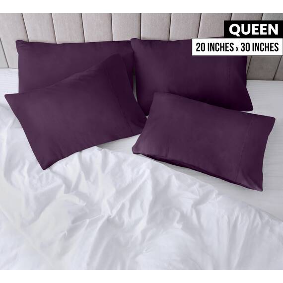 Utopia Bedding Queen-Kissenbezüge – 4er-Pack – Hotelverschluss – weicher, gebürsteter Mikrofaserstoff – schrumpf- und farbecht, Kissenbezüge, Queen-Size, 20 X 30 Inches (lila)
