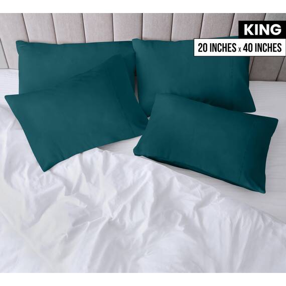 Utopia Bedding King-Size-Kissenbezüge – 4er-Pack – Hotelverschluss – weicher, gebürsteter Mikrofaserstoff – schrumpf- und farbecht, Kissenbezüge, Kingsize, 20 X 40 Inches (Blaugrün)
