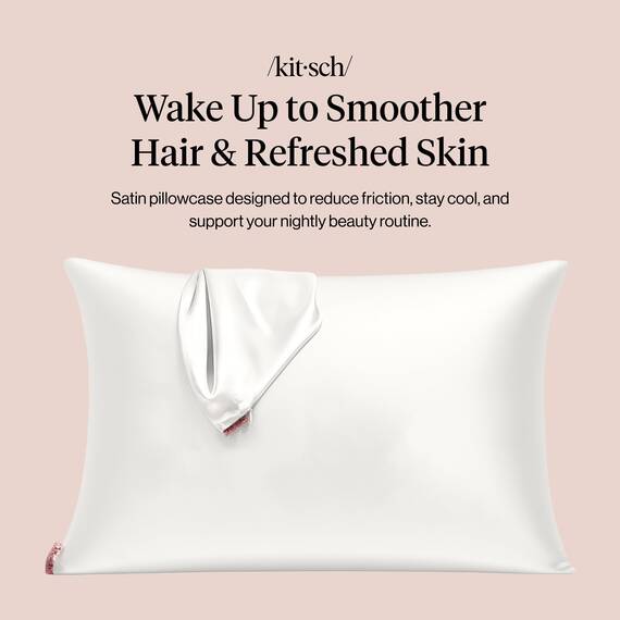 Kitsch Kissenbezug aus 100% Satin mit Reißverschluss, weicher als Seidenkissenbezug für Haar und Haut, kühlender Kissenbezug, Satin-Kissenbezug (Standard/Queen (2er-Pack), Elfenbein)