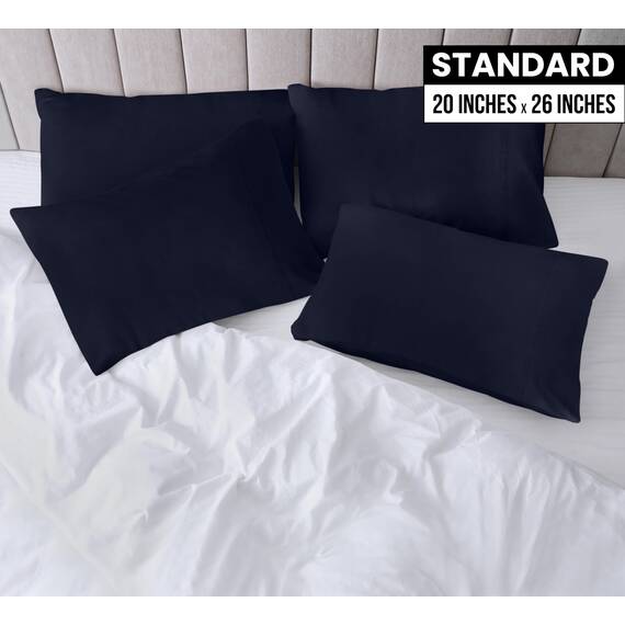 Utopia Bedding Standard-Kissenbezüge – 4er-Pack – Hotelverschluss – weicher, gebürsteter Mikrofaserstoff – schrumpf- und farbecht – Kissenbezüge Standardgröße 20 X 26 Inches (Marineblau)