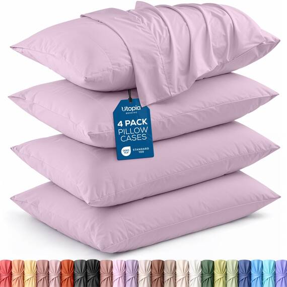 Utopia Bedding Queen-Kissenbezüge – 4er-Pack – Hotelverschluss – weicher, gebürsteter Mikrofaserstoff – schrumpf- und farbecht, Kissenbezüge, Queen-Size, 20 X 30 Inches (Lavendel)