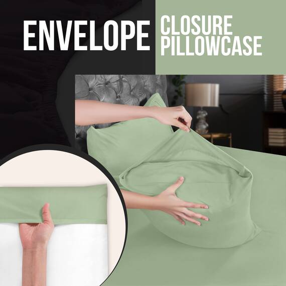 Utopia Bedding King-Kissenbezüge – 4er-Pack – Hotelverschluss – weicher, gebürsteter Mikrofaserstoff – schrumpf- und farbecht, Kissenbezüge, Kingsize, 20 X 40 Inches (Salbeigrün)