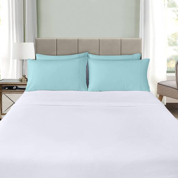 Utopia Bedding Queen-Kissenbezüge – 4er-Pack – Hotelverschluss – weicher, gebürsteter Mikrofaserstoff – schrumpf- und farbecht, Kissenbezüge, Queen-Size-Größe 20 X 30 Inches (Spa-Blau)