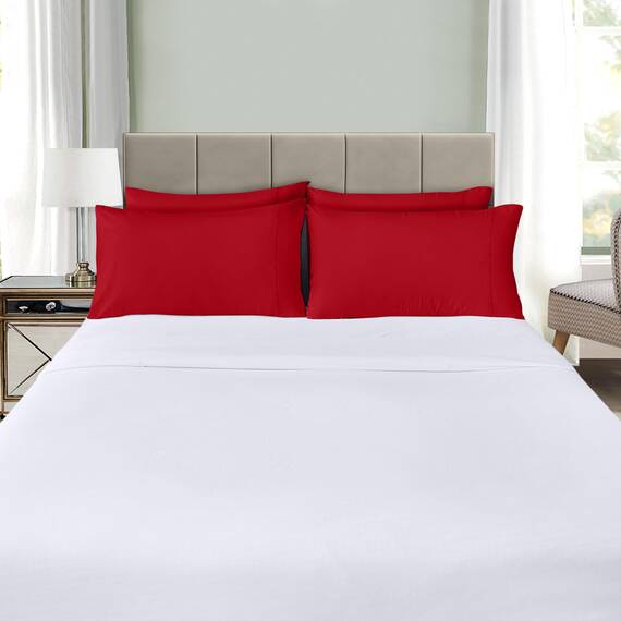 Utopia Bedding Queen-Kissenbezüge – 4er-Pack – Hotelverschluss – weicher, gebürsteter Mikrofaserstoff – schrumpf- und farbecht, Kissenbezüge, Queen-Size, 20 X 30 Inches (rot)