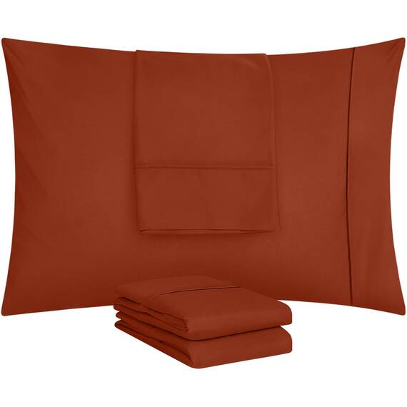 Utopia Bedding Queen-Kissenbezüge – 4er-Pack – Hotelverschluss – weicher, gebürsteter Mikrofaserstoff – schrumpf- und farbecht, Kissenbezüge, Queen-Size, 20 X 30 Inches (Orange)