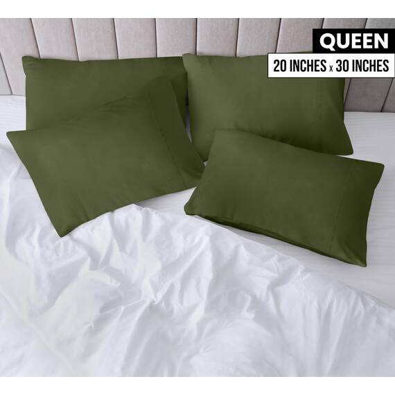 Utopia Bedding Queen-Kissenbezüge – 4er-Pack – Hotelverschluss – weicher, gebürsteter Mikrofaserstoff – schrumpf- und farbecht, Kissenbezüge, Queen-Size, 20 X 30 Inches (Oliv)