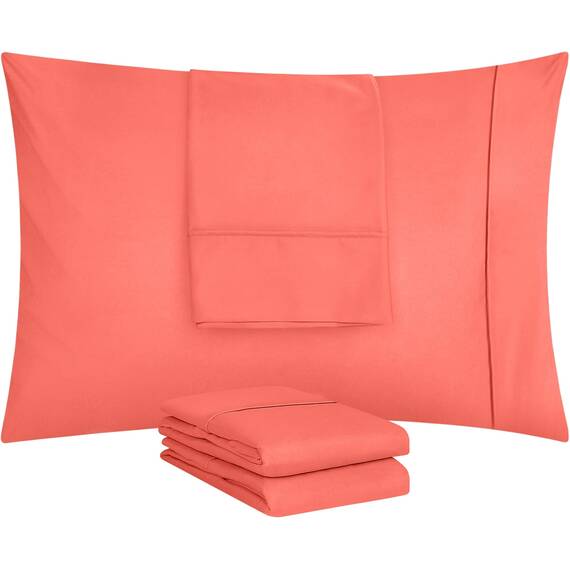 Utopia Bedding Queen-Kissenbezüge – 4er-Pack – Hotelverschluss – weicher, gebürsteter Mikrofaserstoff – schrumpf- und farbecht, Kissenbezüge, Queen-Size, 20 X 30 Inches (Koralle)