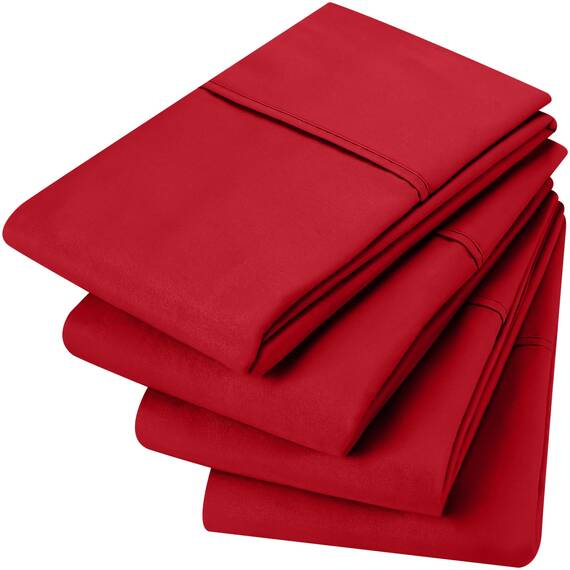 Utopia Bedding Queen-Kissenbezüge – 4er-Pack – Hotelverschluss – weicher, gebürsteter Mikrofaserstoff – schrumpf- und farbecht, Kissenbezüge, Queen-Size, 20 X 30 Inches (rot)