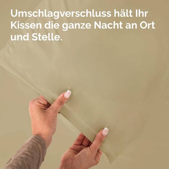 Kissenbezüge 50x80 cm Beige im 2er-Pack - Weiche Kopfkissenbezüge aus Mikrofaser - Atmungsaktive, pflegeleichte und knitterfreie Kissenhüllen - Maschinenwaschbar mit Hotelverschluss - Oeko-TEX
