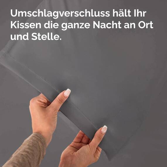 Kissenbezüge 40x80 cm Dunkelgrau im 2er-Pack - Weiche Kopfkissenbezüge aus Mikrofaser - Atmungsaktive, pflegeleichte und knitterfreie Kissenhüllen - Maschinenwaschbar mit Hotelverschluss - Oeko-TEX