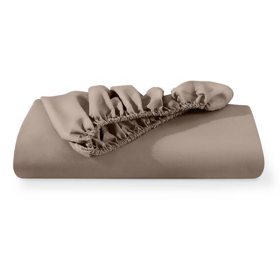 Bare Home Spannbettlaken, Premium-Mikrofaser, ultraweich, knitterfrei, tiefe Tasche, 35 cm tief, Emperor-Spannbetttuch, Taupe