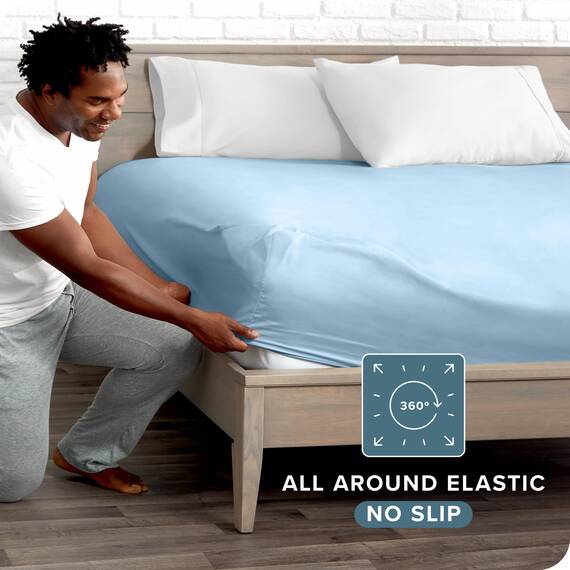 Bare Home Spannbettlaken für Super-King-Size-Betten – Premium 1800 ultraweiche Mikrofaser – ultraweich, knitterfrei – Tiefe Tasche – 35 cm tief (Super-Kingsize, Hellblau)