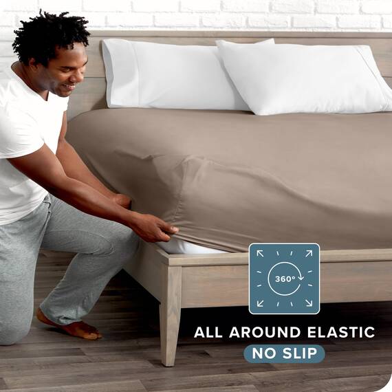 Bare Home Spannbettlaken für Super-King-Size-Betten – Premium 1800 ultraweiche Mikrofaser – ultraweich knitterfrei – Tiefe Tasche – 35 cm tief (Super-King-Size-Bett, Taupe)