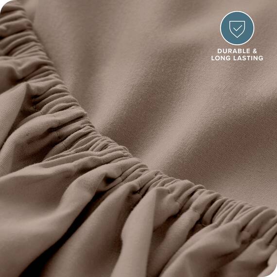 Bare Home Spannbettlaken für Doppelbett, hochwertiges 1800er-Mikrofaser-Bettlaken, knitterfrei, tiefe Tasche, 38 cm tief, Spannbettlaken für Doppelbett (Doppelbett, Taupe)