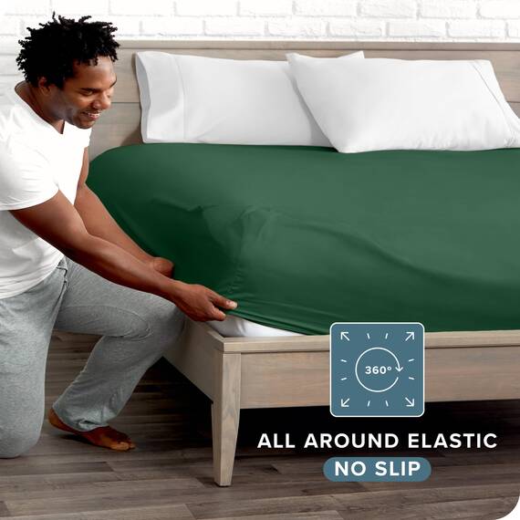 Bare Home Spannbettlaken für King-Size-Bett, hochwertiges 1800 ultraweiches Mikrofaser, knitterfrei, tiefe Tasche, 38 cm tief, King-Size-Spannbetttuch (Kingsize, Waldgrün)