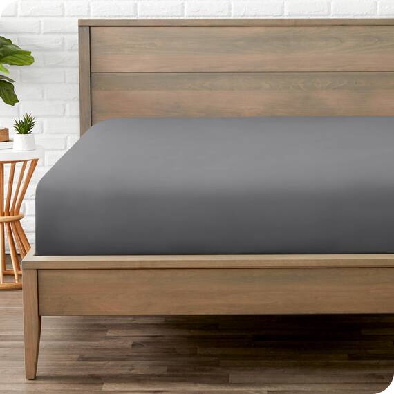 Bare Home Spannbettlaken für Einzelbett, Premium-Mikrofaser, ultraweiches 1800 Mikrofaser, knitterfrei, tiefe Tasche, 38 cm tief, Einzelbett-Spannbetttuch (Einzelbett, Grau)