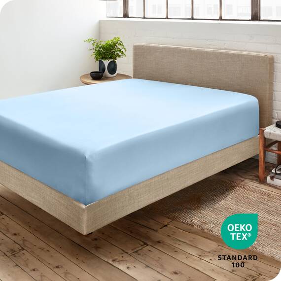 Bare Home Spannbettlaken für Kingsize-Bett – Premium 1800 ultraweiche Mikrofaser – ultraweich knitterfrei – tiefe Tasche – 35 cm tief – Spannbettlaken für Kingsize-Bett (Kingsize-Bett, hellblau)
