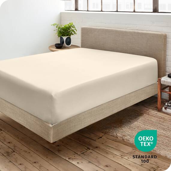 Bare Home Spannbettlaken für Einzelbett – Premium 1800 ultraweiche Mikrofaser – ultraweich knitterfrei – tiefe Tasche – 35 cm tief – 38,1 cm tief – Spannbettlaken für Einzelbett (Einzelbett, Sand)