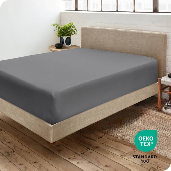 Bare Home Spannbettlaken für King-Size-Bett, Premium-Mikrofaser, ultraweiches 1800 Mikrofaser, knitterfrei, tiefe Tasche, 35 cm tief, King-Size-Spannbetttuch (Kingsize, Grau)
