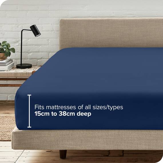 Bare Home Spannbettlaken für Super-King-Size-Betten – Premium 1800 ultraweiche Mikrofaser – ultraweich, knitterfrei – Tiefe Tasche – 35 cm tief (Super-King-Size, Dunkelblau)