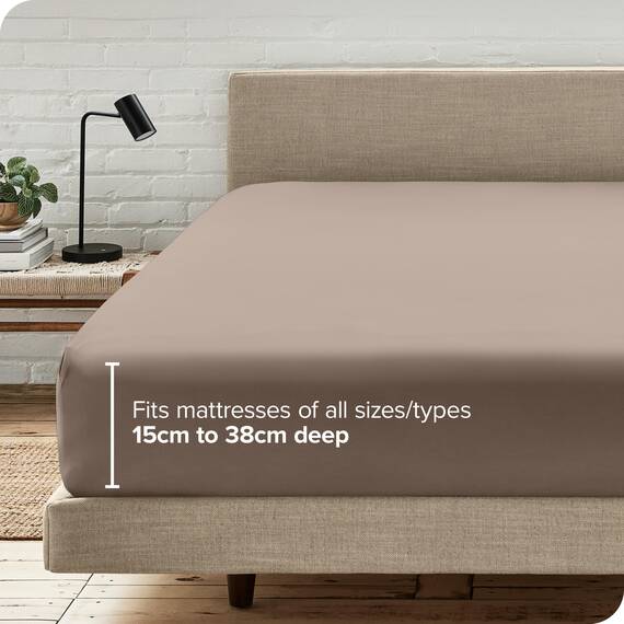 Bare Home Spannbettlaken für Doppelbett, hochwertiges 1800er-Mikrofaser-Bettlaken, knitterfrei, tiefe Tasche, 38 cm tief, Spannbettlaken für Doppelbett (Doppelbett, Taupe)
