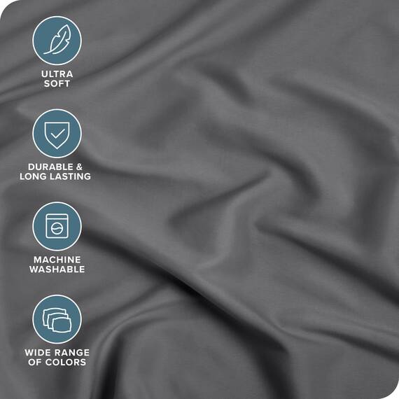 Bare Home Spannbettlaken für Einzelbett, Premium-Mikrofaser, ultraweiches 1800 Mikrofaser, knitterfrei, tiefe Tasche, 38 cm tief, Einzelbett-Spannbetttuch (Einzelbett, Grau)