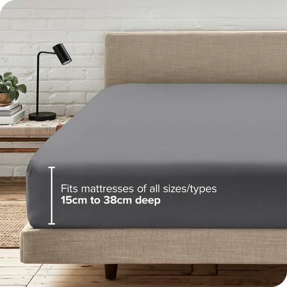 Bare Home Spannbettlaken für King-Size-Bett, Premium-Mikrofaser, ultraweiches 1800 Mikrofaser, knitterfrei, tiefe Tasche, 35 cm tief, King-Size-Spannbetttuch (Kingsize, Grau)