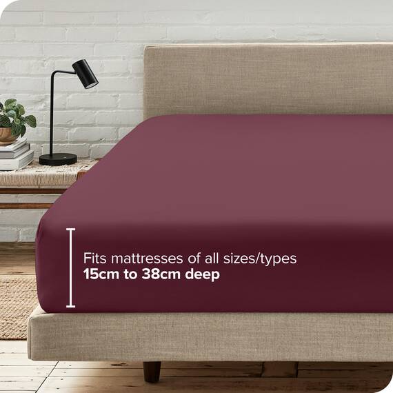Bare Home Spannbettlaken für Einzelbett – Premium 1800 ultraweiche Mikrofaser – ultraweich knitterfrei – tiefe Tasche – 35 cm tief – Einzelbett-Spannbetttuch (Einzelbett, Burgunderrot)